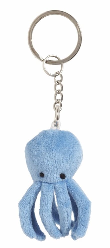 Nature Planet Pluche Octopus/Inktvis knuffel sleutelhanger - 8x - 6 cm - Speelgoed dieren