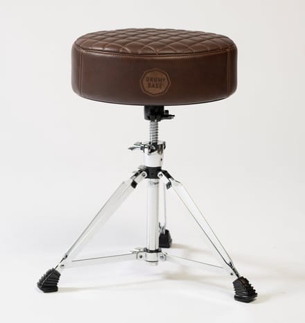 DRUMnBASE Full Grain Leather Drum Throne, Brown - Luxe drumkruk, full-grain leather, bruin
