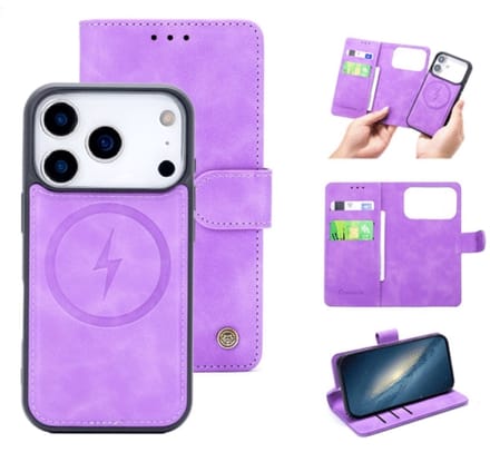 Cityhoesje â“ Bookcase 2-1 MagSafe â“ iPhone 17 Pro Max Paars