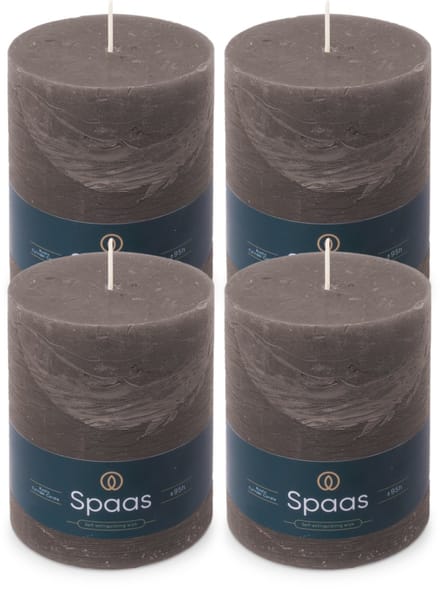 Spaas Rustieke Stompkaarsen - Donkergrijs - 100/130mm - circa 95u - 4 kaarsen