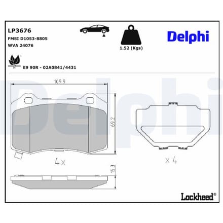 Remblokset DELPHI LP3676, achter