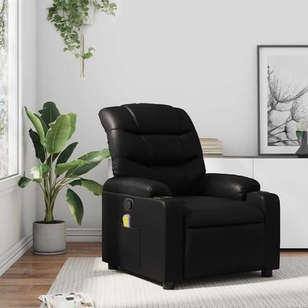 vidaXL - Massagestoel - van - zwart - kunstleer