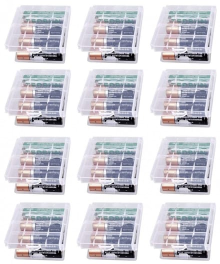 Batterij bewaarbox - 12 stuks - Batterij Storage Organizer - geschikt voor 48 AAA - transparant