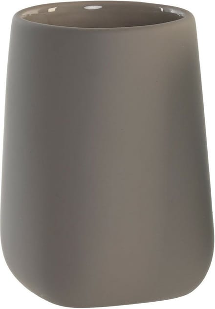 Items - Tandenborstelhouder / drinkbeker - kunststeen - taupe - 11 cm -badkamer accessoires