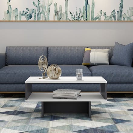 Salontafel Mjölby 36,4x80x45 cm wit en antraciet