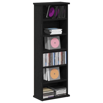 vidaXL - CD - Kast - Zwart - eiken - 60 - x - 17 - x - 92 - cm - Bewerkt - hout