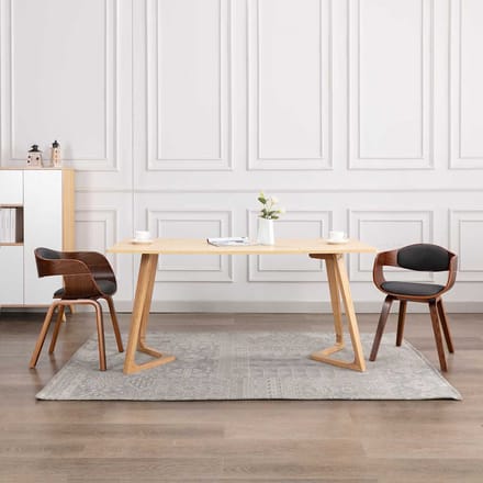 vidaXL - Eetkamerstoelen - 2 - st - gebogen - hout - en - stof - grijs