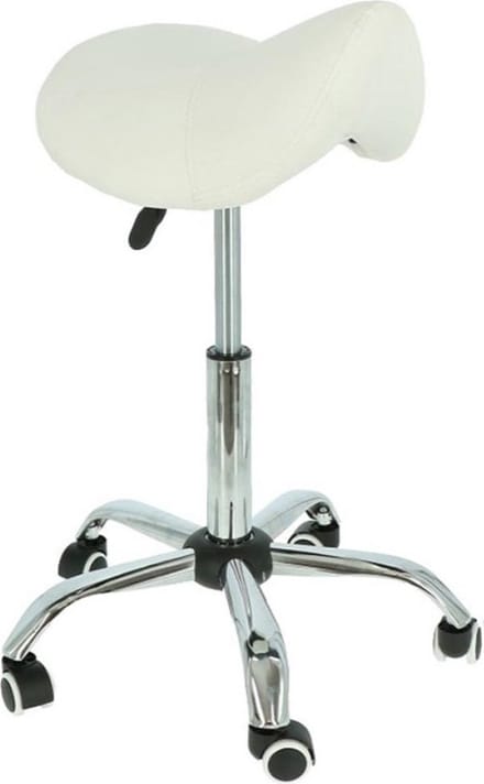 Alora zadelkruk - Tabouret – Wit/Chrome - kruk – kapperskruk