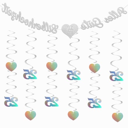 Silver wedding decoration, Happy for silver wedding banner - ShopVlot
