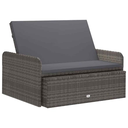 vidaXL - 2-delige - Loungeset - met - kussens - poly - rattan - grijs