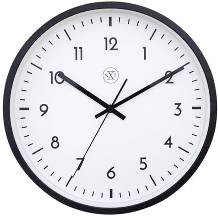 nXt Easy Big – Wandklok – 30 cm – Plastic – Zwart/Wit – Stil