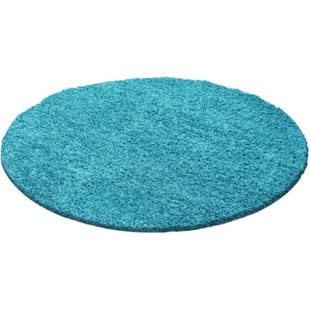 Muratap Basic rond shaggy vloerkleed turquoise hoogpolig- 200 cm rond
