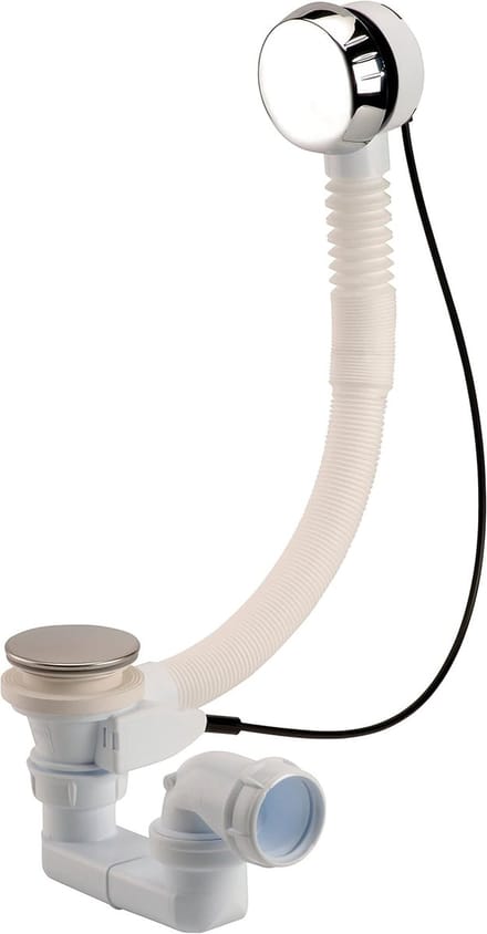 Afvoergarnituur met Overloop - Sifon Set - Badkamer Afvoer - Klapdeksel en Telescoop - 270-460 mm - Wit
