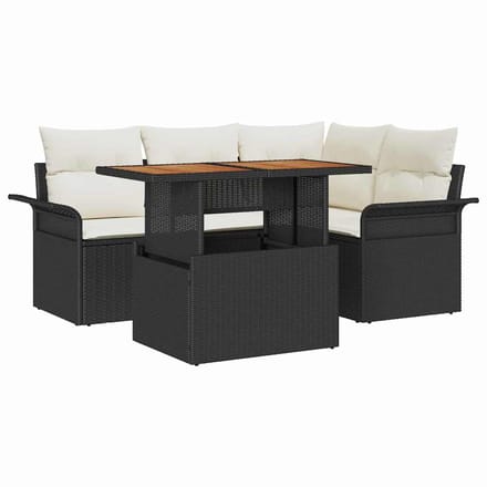 vidaXL - Tuinbank - Set - 5 - st - Zwart - en - crème