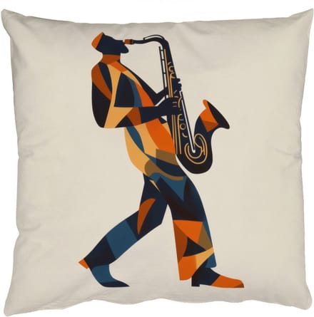 Sierkussens - Kussentjes Woonkamer - 60x60 cm - Saxofoon - Abstract - Persoon - Blauw