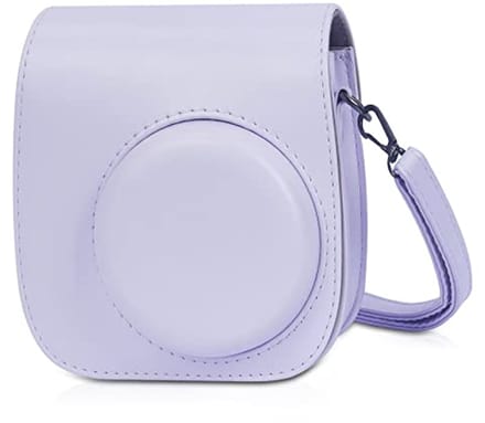 Zachte kunstlederen camera hoes voor Instax Mini 11 & Mini 12 met schouderriem - Lila