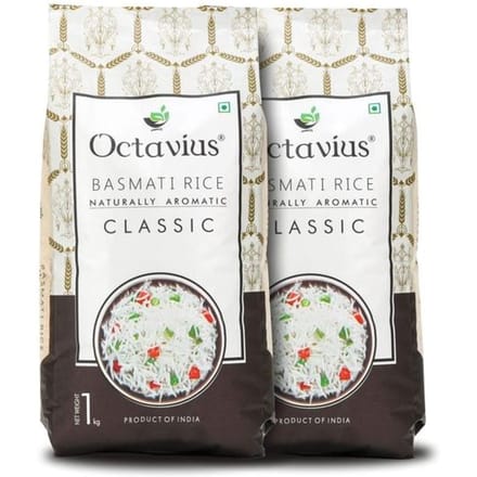 Octavius Klassieke Basmati Rijst | Lange Geurige Niet-Plakkerige Basmati Rijst - 1 Kg (2) beige