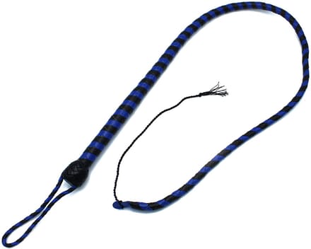 Kiotos - Lederen Single Tail Zweep - Zwart/Blauw - 140 cm