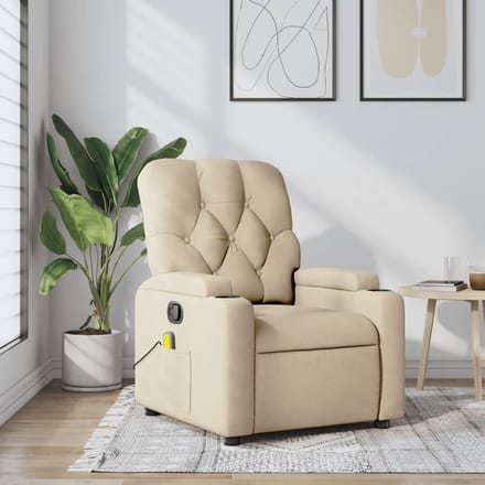 vidaXL - Massagestoel - met - crèmekleurige - stof