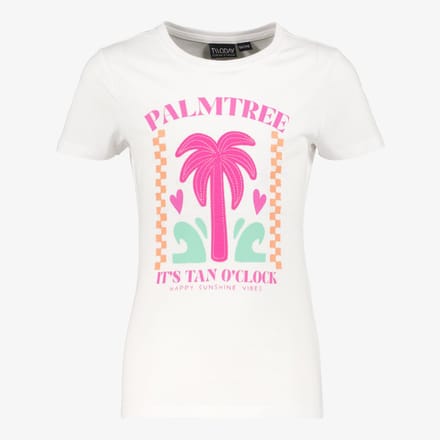 TwoDay meisjes T-shirt met palmboom wit - Maat 170