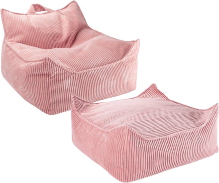 Wigiwama Beanbag Chair/Zitzak met Ottoman - Pink Mousse
