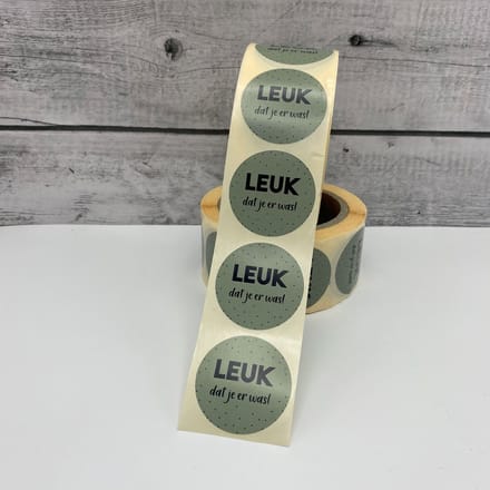 Hippekaartjeswinkel Stickers op rol - Leuk dat je er was - 500 stuks