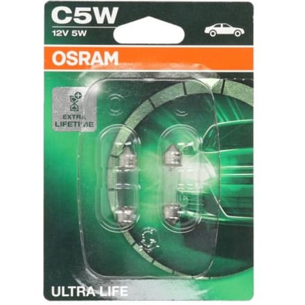 Ams-Osram P27/7w lamp OSRAM C5W Ultra Life 12V/5W, 2 Stuk
