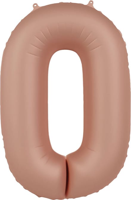 Folieballon Cijfer 0 - Vintage Rose - Ultra Matt - 86 cm