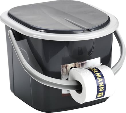 Branq Toiletemmer Draagbaar met Deksel - 15,5L - Antraciet