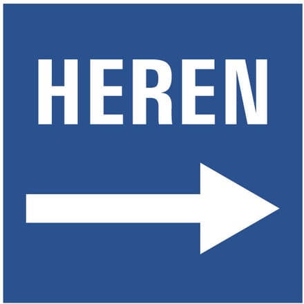WC deur sticker heren rechts 100 x 100 mm
