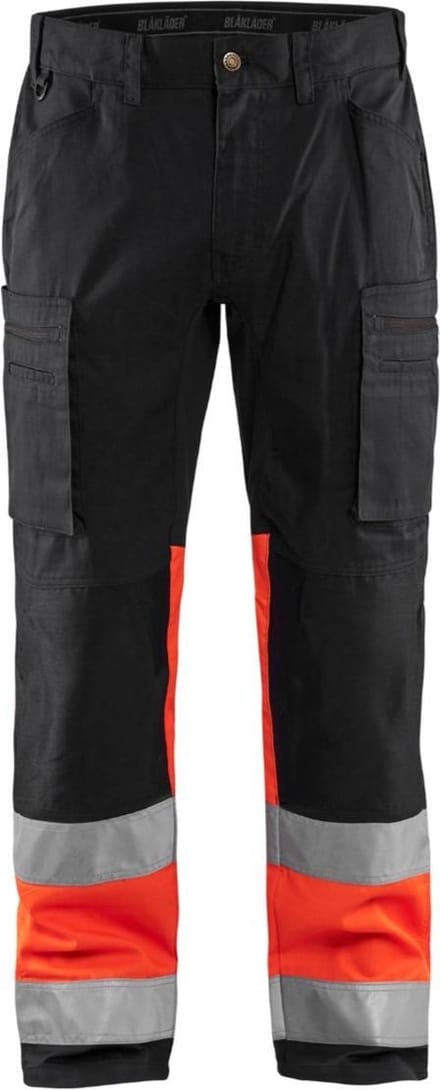 Blaklader Werkbroek met stretch High Vis 1551-1811 - Zwart/High Vis Rood - C64