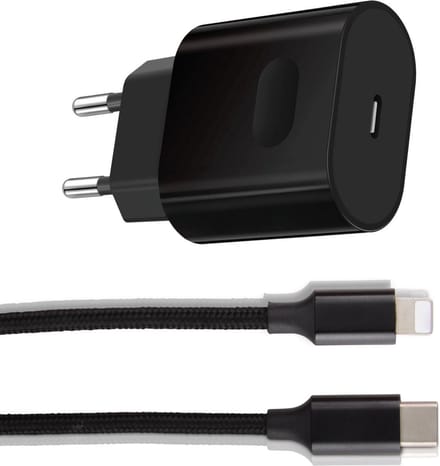 Oplader 30w geschikt voor iPhone 14/13/12/11 Pro/Max/Plus/Mini - Lightning naar usb C Kabel - 1 Meter - Snellader - Set