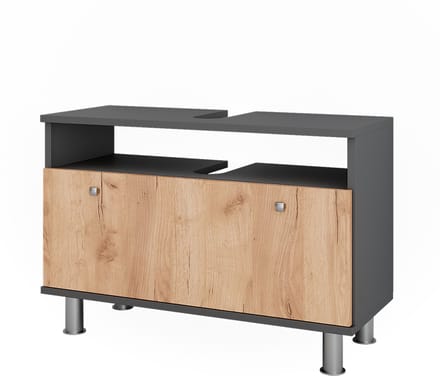 Vicco Fynn Wastafelonderkast – 80.2 x 54 cm met lade Antraciet/gouden eik