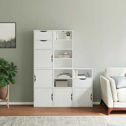 vidaXL - Bijzetkasten - 5 - st - ODDA - 40x24x79 - cm - massief - grenenhout - wit