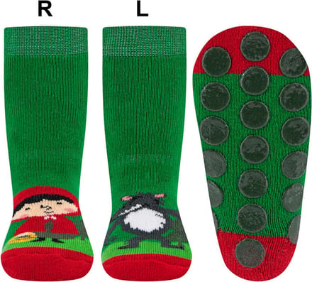 Ewers Antislipsok - Roodkapje en Wolf - Links/Rechts - Groen&Rood - Siliconennoppen-23/26