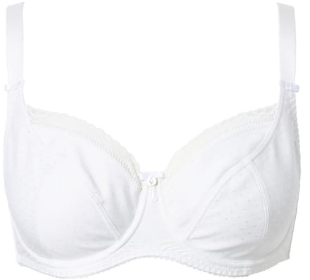 Ulla Popken - Dames - Beugelbeha jacquard kanten rand - Off-white - Maat 105E