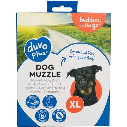 Duvo+ Muilkorf rubber zwart/rood Medium