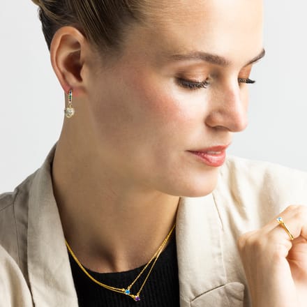 Bague - Luxenter - Otieno - Argent 925 - Quartz Hydrothermal - finition or jaune 18k 16 bleu