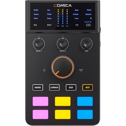 COMICA AD Caster C1 audiomixer USB-audio-interface geluidskaart met 3,5 mm-poorten dubbele XLR-ingang zwart