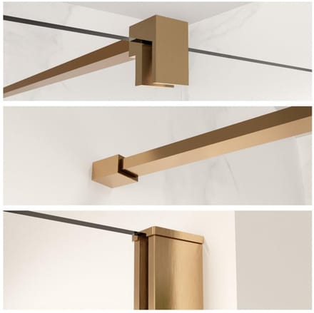 FugaFlow Eccelente Vetro profielset 200cm + stabilisatiestang 120cm geborsteld koper -