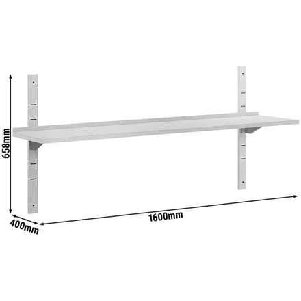GGM Gastro Wandborde ECO - 1600x400mm - mit 1 Etage Zilver