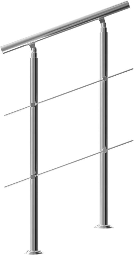 Trapleuning Roestvrij Staal 80 cm - Elegante Balustrade met Horizontale Spijlen