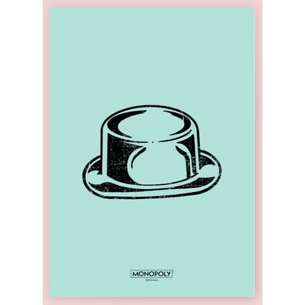 Monopoly Hat Letterpress Art Print - A4