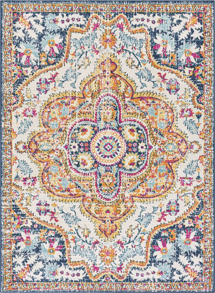 SURYA Willow vloerkleed vintage oosters meerkleurig blauw