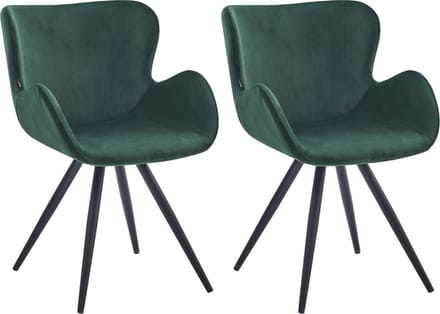 Colenis® - Anabella Eetkamerstoel - Set Van 2 - Groen - Velvet - Industrieel - Met armleuning