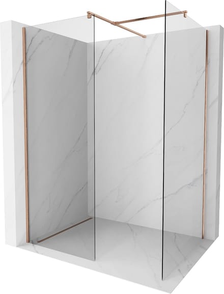 Mexen Kioto douchewand Walk-in 155 x 70 , transparant, geborsteld koper - 800-155-202-65-00-070