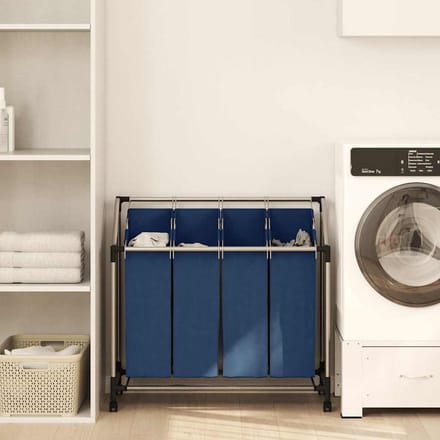 vidaXL - Wassorteerder - met - 4 - zakken - staal - blauw