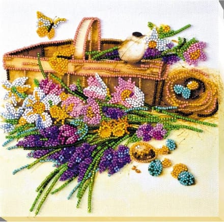 Borduurpakket met kralen - EERSTE BLOEMEN - ABRIS ART