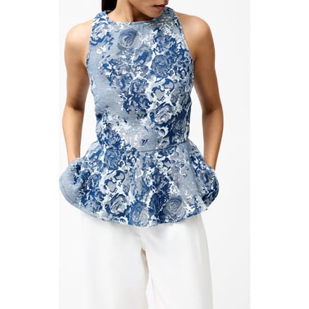 French Connection Charlotte Jacquard Peplum Top Light Wash Größe: 6 | Blusen Outlet | Damen | Lila