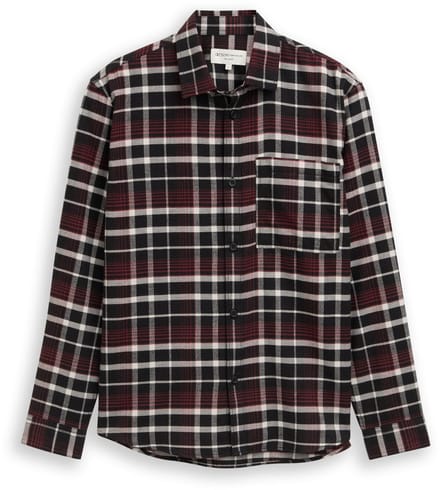 Tom Tailor Denim - Relaxed fit overhemd met ruitjesmotief - Maat M - black red white check